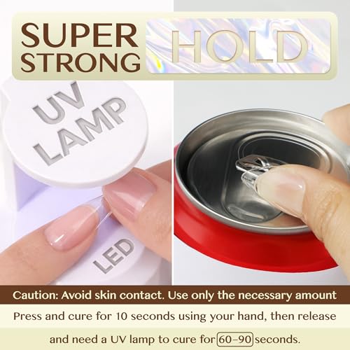 Image of UNA GELLA 6 in 1 Gel Nail Glue for Clear Acrylic Nails Tips, 2Pcs 15ml Super Strong Brush U V Nail Glue Long Lasting Lamp Curing Required for Fake Nails Tips
