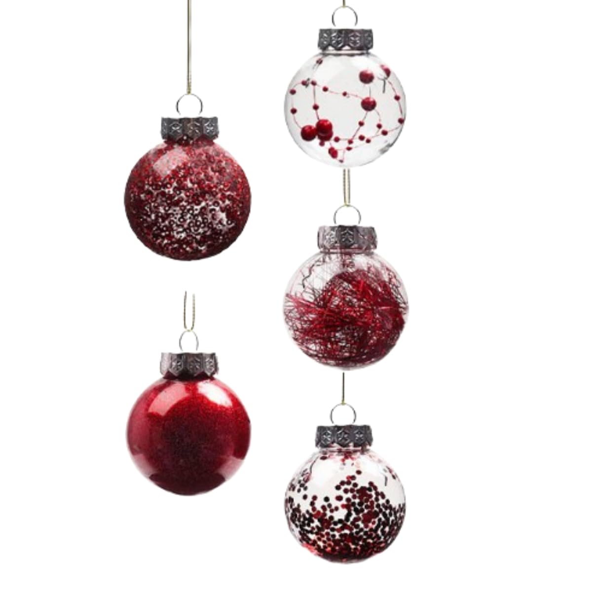 30pcs 6cm Weihnachtsbaum Hängende Dekoration Kugeln,Blow Moulding Shaped Balls mit draht zum aufhängen,PVC Electroplated Plastic Balls,Weihnachtsbaum Dekoration Weihnachtskugeln Set (Rot)