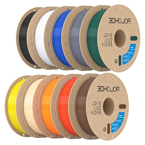 Image of 3DHoJor PLA+ 3D Printer Filament Bundle,10KG PLA Plus Filament 1.75mm, 3D Filament Multicolor, 1KG Spool, 10 Pack, Black+Cold White+Grey+Red+Blue+Yellow+Pine Green+Orange+Brown+Beige