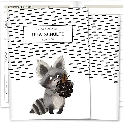 Olgs Hausaufgabenheft Hülle Super Strange inkl. Heft Schulheft Schutzhülle Umschlag Geschenkidee Einschulung personalisierbar Cover