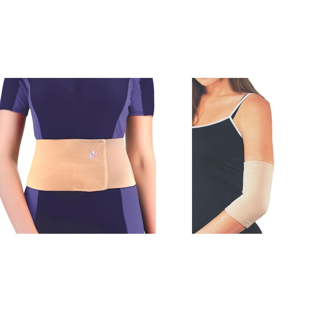 Flamingo Abdominal Support Belt for Tummy Reduction (14CM) | abdominal support belt for women post Elbow Support Regular for gym,Pain Relief, Tennis, Volleyball, Cricket | Elbow Compressio-image-18