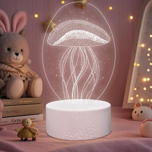Lámpara nocturna de arte DIY medusa 3D LED con control remoto miniatura 2