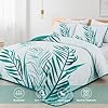 Quilt Set Queen Size Aqua Tropical Coastal Botanical Quilt Bedding Set, 3 Piece Lightweight Soft Microfiber Palms Tree Bedspreads Coverlet Set with 2 Pillowcases for All Season (Queen,96"x 90") #1
