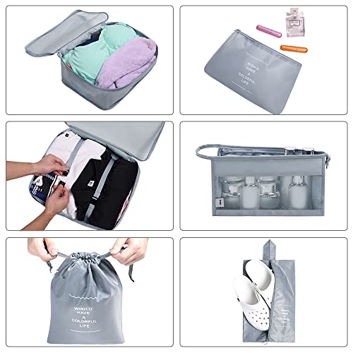 Image of OSDUE 8 Set Packing Cubes for Suitcases, Light Packing Cubes for Travel, Various Sizes Organizer Bags Set for Travel Accessories Travel Essentials,Travel Cubes for Carry on Suitcases (Grey)