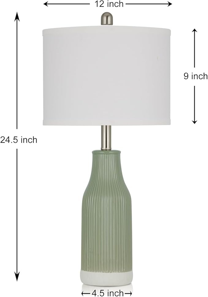 Lámpara de Mesa Cerámica Sage Green 24.5" - Set de 2 con Bombillos LED miniatura 8