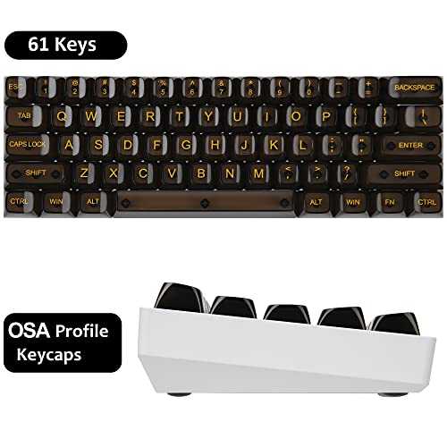 Image of Fogruaden 61 Keys Black Clear Keycap Set, OSA Profile Transparent PC Material Keycaps, Only Compatiable 61 Key Mechanical Keyboard, Keycap 60 Percent