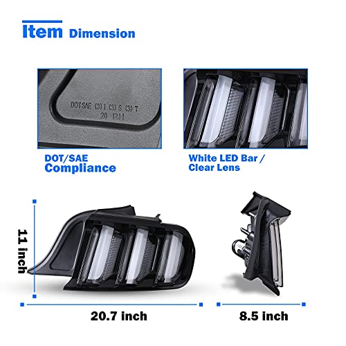 Wolfstorm Led Tail Light Assembly Fit For 2015-2020 Ford Mustang, Ford Mustang Tail Light Replacement With Dynamic Running Turn Light Design,1 Pair(Clear Lens) #TOP5