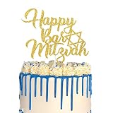 Gold Glitter Happy Bar Mitzvah, Mitzvah Cake Topper, Elegant Star of David Mitzvah Cake Topper, Jewish Birthday Cake Topper, Jewish Holiday Party Supplies