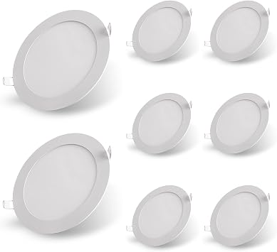 LED Recessed Downlights,Round Shape Aluminum Ring LED Recessed Spotlight,12W 15W 18W 24W Recessed Ceiling Light,3000K/5000K,Extra Slim 10mm Depth,Transformer Included,Pack  8