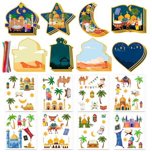 HOWAF 24 pcs Eid Mubarak and Ramadan Kareem Craft Stickers