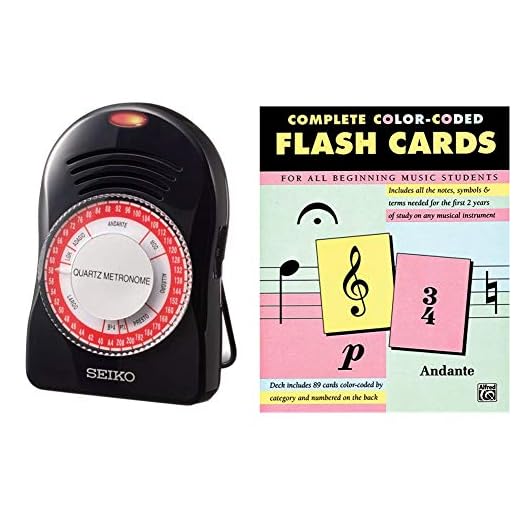 Seiko SQ50-V Quartz Metronome + Complete Color Coded Flash Cards for All Beginning Music Students