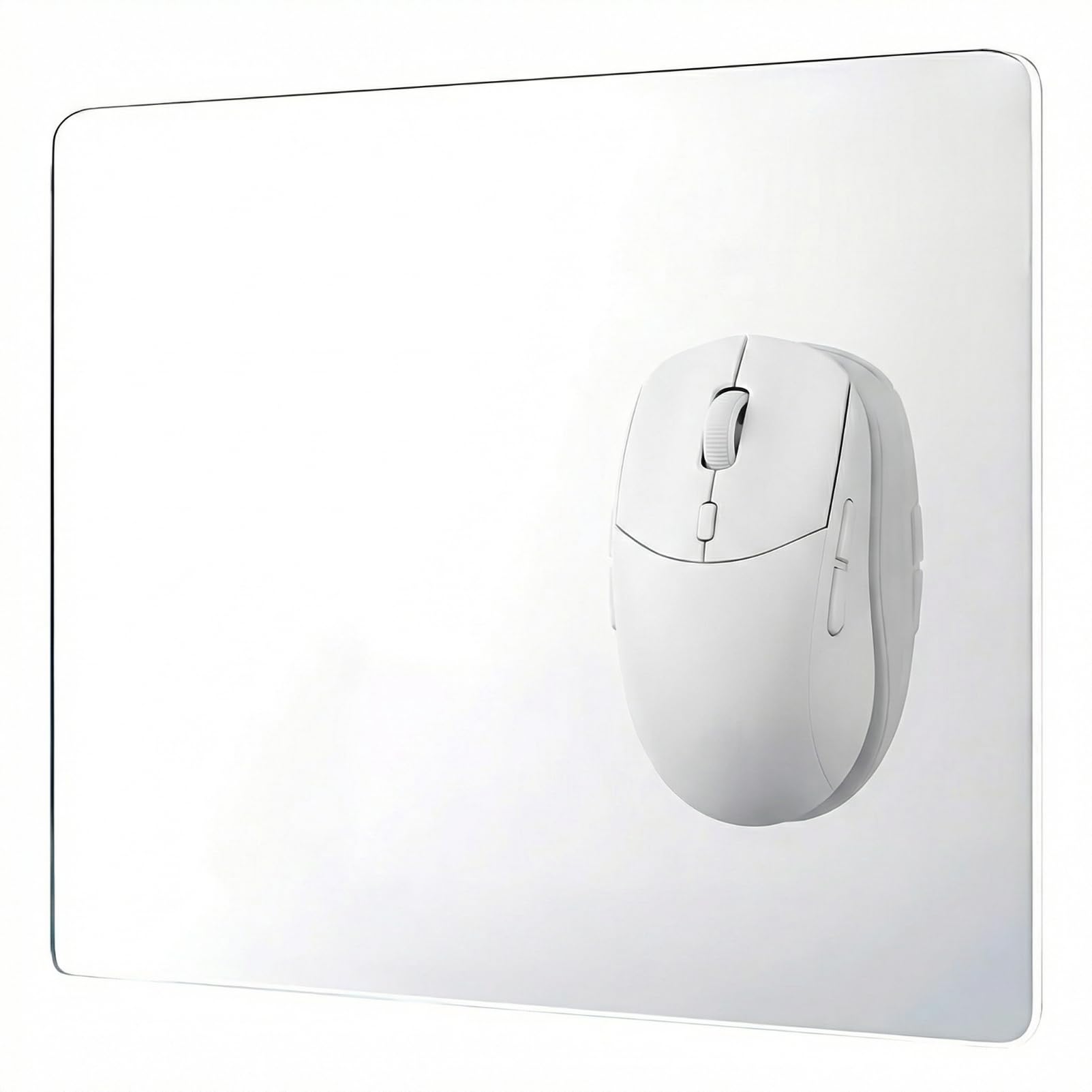 1 Piece Glass Gaming Mouse Pad, Large Hard Surface Mouse Pad, Transparent Frosted Glass Mousepad, Improved Precision and Speed for Professional Gaming and Office Work (350x260x3.2mm, Clear)