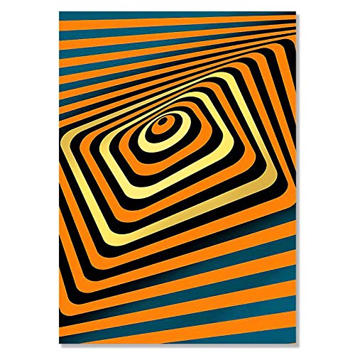 Affiche toile géométrique orange 60x80 cm trio de tableaux abstraits minimalistes - 4