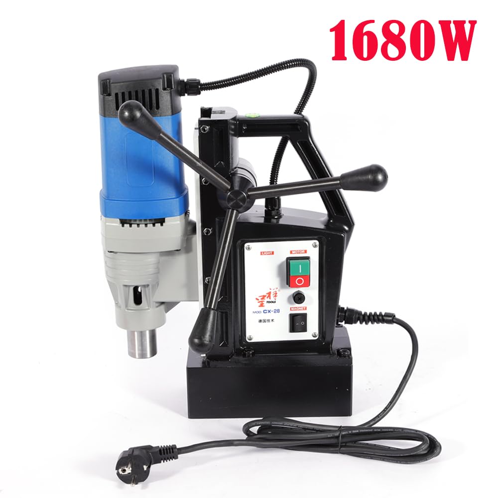 Magnetbohrmaschine Kernbohrmaschine 1680W Magnet Kernbohrgerät 13800N Magnetbohreinheit Bohrmaschine 3-28mm mit Bohren von Stahlkernen und Nadelführung, Max. Tiefe 50 mm