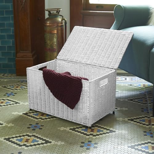 Household Essentials Arctic White Woven Paper Rope Chest with Iron Accents by Household Essentials - Image 2