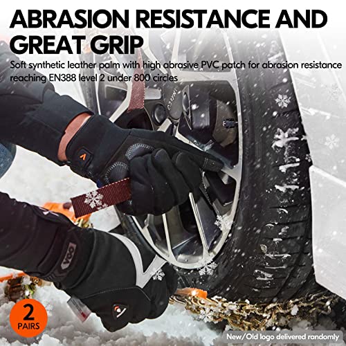 Vgo... 2-Pairs -4℉ Or Above 3M Thinsulate C100 Lined High Dexterity Touchscreen Synthetic Leather Winter Warm Work Gloves, Waterproof Insert (Size Xs, Black, Fluorescent Green, Sl8777Fw) #TOP3