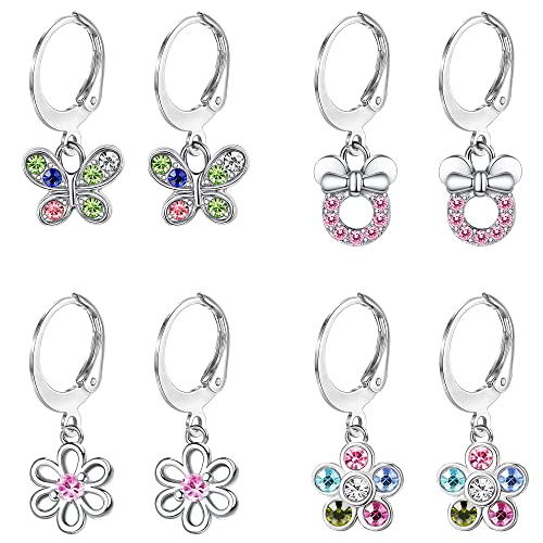 Fasacco Stainless Steel Dangle Earrings Colorful Flower Butterfly Heart Stud Earrings Cute Small Dangle Hoop Earrings For Women, Style 2 #TOP27