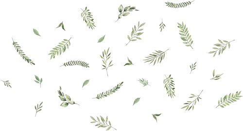 SUPERDANT 31 calcomanías de pared de hojas verdes de plantas y hojas de vinilo calcomanías de pared con hojas verdes calcomanías de pared para sala