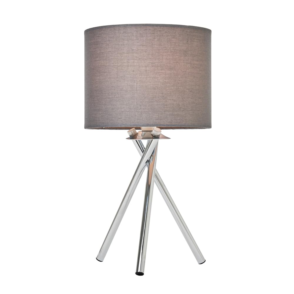 LITECRAFT Orla Tripod Bedside Table Lamp with Drum Shade - (Grey)