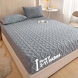 Elastic Bed Sheets, Flannel Velvet Bed Sheet Winter Super Soft Warm Bedspread Deep Pocket (Gray,Queen)