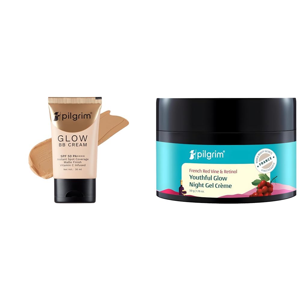 Pilgrim Honey Glow 3-In-1 Natural Bb Cream Medium Coverage For All Skin Types Spf 50 Pa++++ With Niacin & French Red Vine Anti Aging Night Cream for women with Retinol, Mulberry & Vitamin C For Glowin-image-49