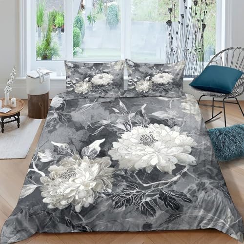 Housse de couette botanique super douce en microfibre résistante avec fermeture éclair