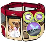 Zampa - Corral portátil plegable para mascota, perrera para ejercicio + funda de transporte, para perros grandes y cachorros pequeños/gatos, uso en interiores y exteriores, resistente al agua