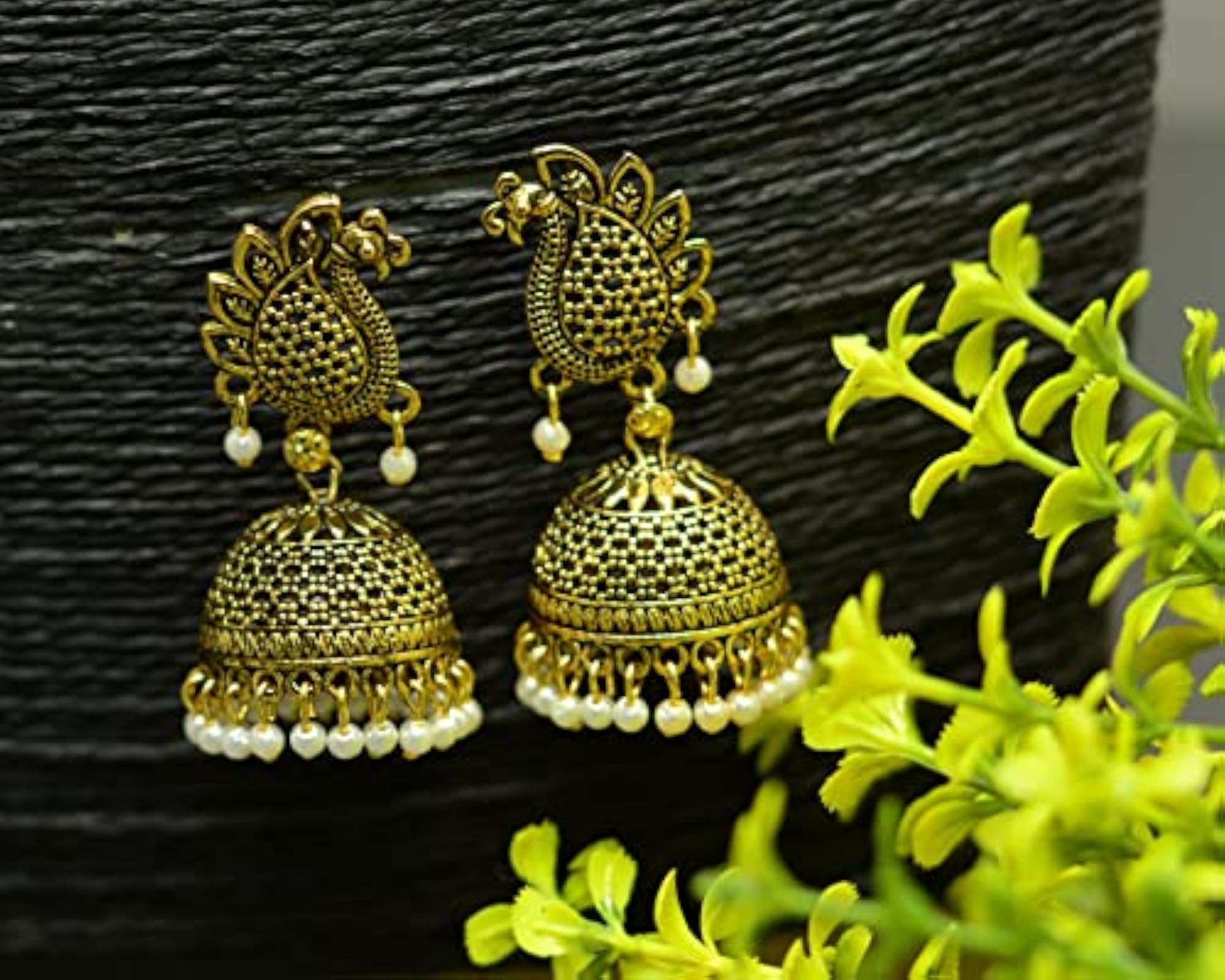 Women's Silver Oxidized Jhumka Pearl Drop Earrings