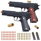 2Pack 1911 Shell Ejecting Pistol Toys Gun - Semi-Automatic Handgun with Soft Bullet and Auto Rebound, Outdoor Game Toy Foam Blasters & Guns for Boys Halloween Christmas Birthday Gifts (Black+Brown)