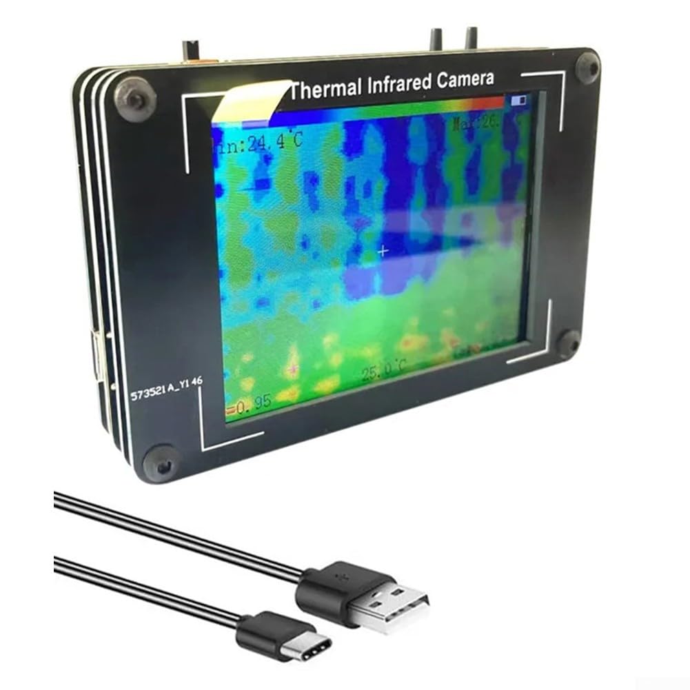 Cámara de imagen térmica LCD de 3.2 pulgadas, termómetro infrarrojo con sensor MLX90640, rango de 40-300 °C, actualización de 8 Hz, generador de imágenes portátil recargable USB-C para y uso