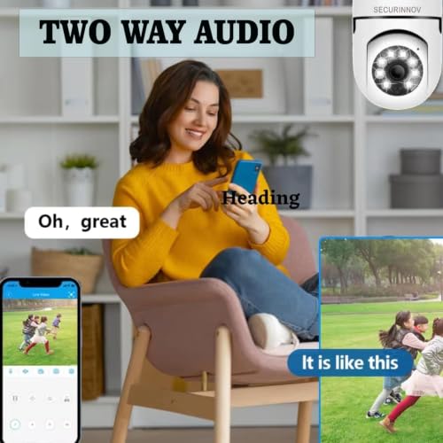 Image of securinnov 4MP WiFi Light Bulb Camera for Home Office Outdoor | 360 Rotation | Color Night Vision |1080p | Motion Detection | Two Way Audio | Wireless Home Security | Mobile App V380 Pro