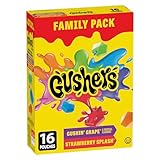 BETTY CROCKER GUSHERS - FAMILY PACK SIZE - Gushin Grape and Tropical Flavours, Strawberry Splash Fruit Flavoured Snacks, Pack of 16 Pouches, 368 Grams Package of Fruit Flavoured Snacks, Variety Flavours Pack