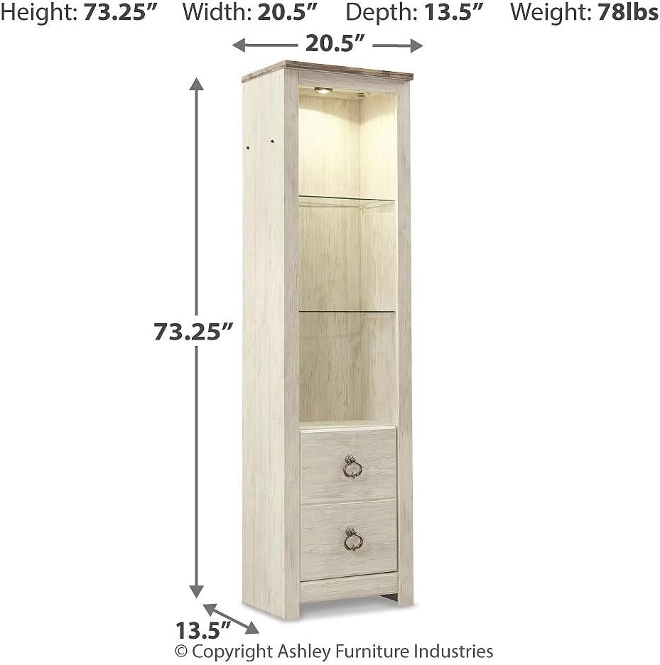 Signature Design by Ashley Willowton 3-Piece Entertainment Center TV Stand | Whitewash finish, Wall entertainment center for 65 inch TV to 73 inch models, Fireplace insert compatible