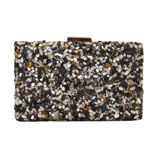 la monsita Bolso Cartera de Fiesta Negro con Cadena para Colgar, Bolso de mano Estilo Clutch de Pedrería