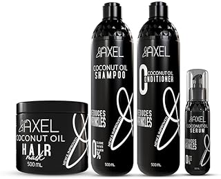 مجموعة العناية بالشعر بخلاصة جوز الهند من جي ام بروفيشنال، شامبو، بلسم، ماسك للشعر (500 مل)، وسيروم (100 مل) - خالي من الكبريتات - للشعر العادي والمعالج بالبروتين