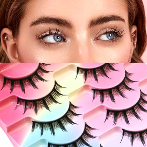 SIVZUMO Lot de 10 paires de faux cils naturels de manga - Faux cils artificiels - Ciglia Finte - Mink Spiky Wispy - Faux cils - Faux cils - Faux cils