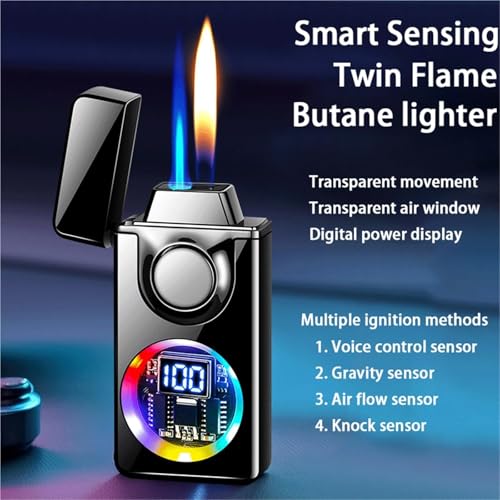Encendedor de Butano Metal Dual Llama Activado por Voz miniatura 2