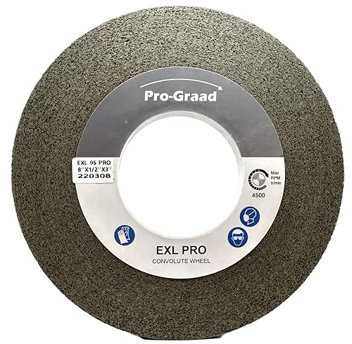 Image of EXL PRO Convolute Deburring Polishing Wheel - 8 inch x 1 /2 inch x 3 inch 9S Fine Silicon Carbide - Professional Grade - Metal Deburring, Finishing and Polishing Wheel - 94907-1 Pack