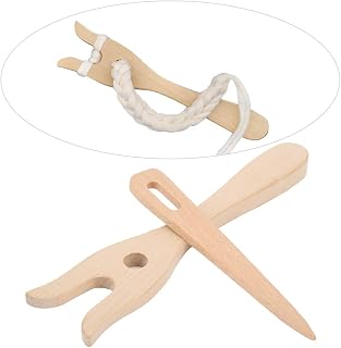RiToEasysports DIY Knitting Tools Set with Wood Knitting Fork and Small Eye Needle, Lightweight 15.5cm Fork for Beginners and Experienced Crafters, Beech