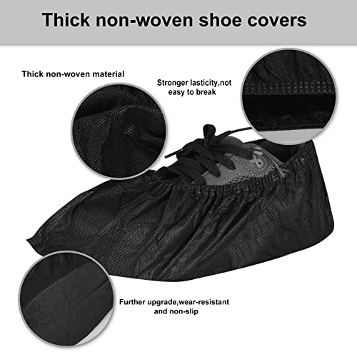 Shoe Covers Disposable 200Pack(100Pairs) Thicker Black Shoe Booties Cover Non Slip for Home Floors Carpet Indoor - Thumbnail 2