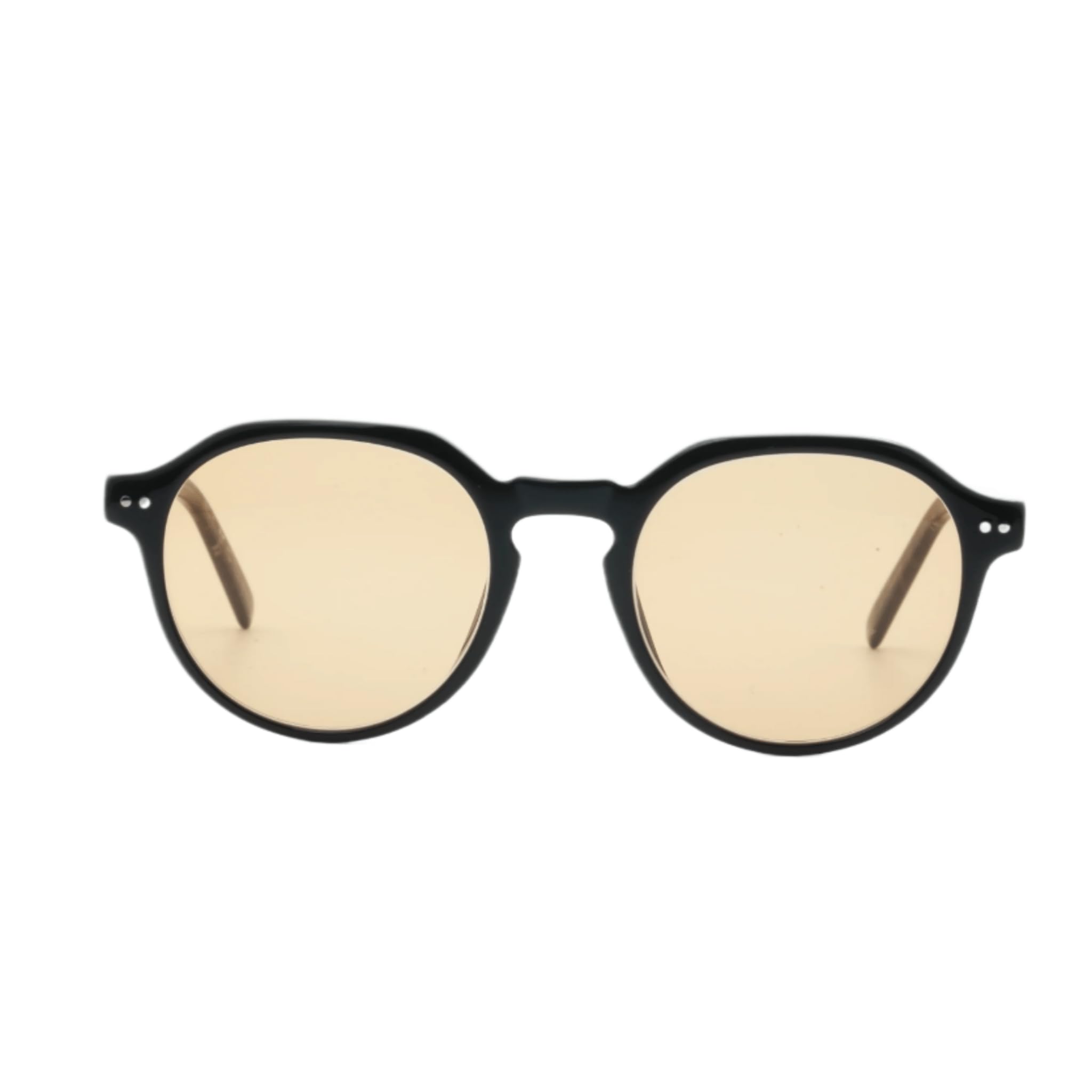 Lentes tintadas redondas de acetato FL-41 para alivio de la migraña, y marco negro de sensibilidad a la luz con bloqueo de luz azul de patillas de mármol, Negro con patillas de mármol