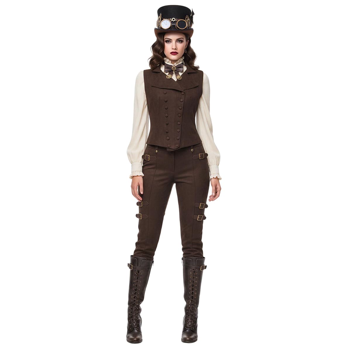 BPURB Women Victorian Edwardian Double Breasted Vest Waistcoat Vintage Steampunk Lapel Collar Slim Fit Sleeveless Vest Jacket — image 1