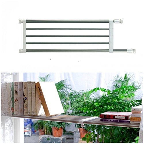 BAOYOUNI Closet Tension Shelf & Rod, Bathroom Kitchen Garage Telescopic Storage Rack, Expandable Adjustable Separator Wardrobe Cupboard Space Saving Divider, Ivory, 46''-74'' - Image 2