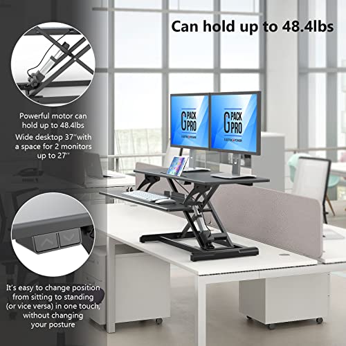G Pack Pro Standing Desk Converter - Electric Height Adjustable Desk For Sit Stand Desk Workstation With Removable Keyword Tray And Space For Dual Monitors - Ergonomic Design For Maximum Productivity #TOP3