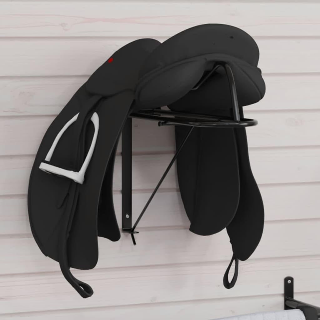 Supporto per sella pieghevole, montaggio a parete, nero, in ferro, accessorio per equitazione, stabile, versatile