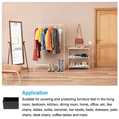 METALLIXITY Chair Leg End Cover (40mm x 20mm) 4Pcs, Rectangle PVC Furniture Feet Caps Floor Protector - Image 3