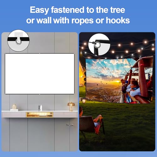 Docooler Projector Screen, 80 Inch 16:9 Foldable Projection Screen, Foldable Durable Wall Mounted Outdoor Projection Screen for Home Theater, Outdoor Camping, Indoor Movies - Thumbnail 7