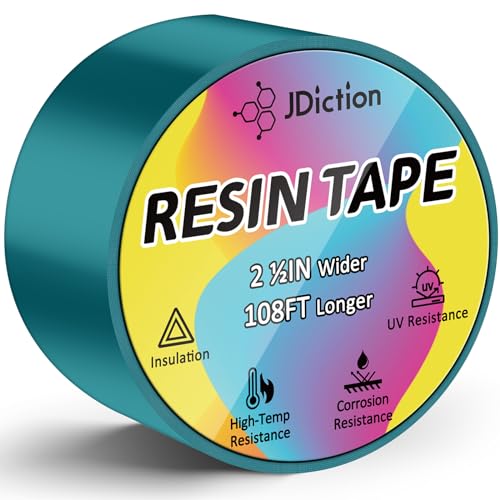 JDiction UV Resin Tape for Epoxy Resin Molding, 2.5IN W x 108FT L Resin Tape, 392℉ Heat Resistant Anti-Corrosion, Easy Peel, Epoxy Resin Tape for Jewelry Making, River Table, Deep Pour