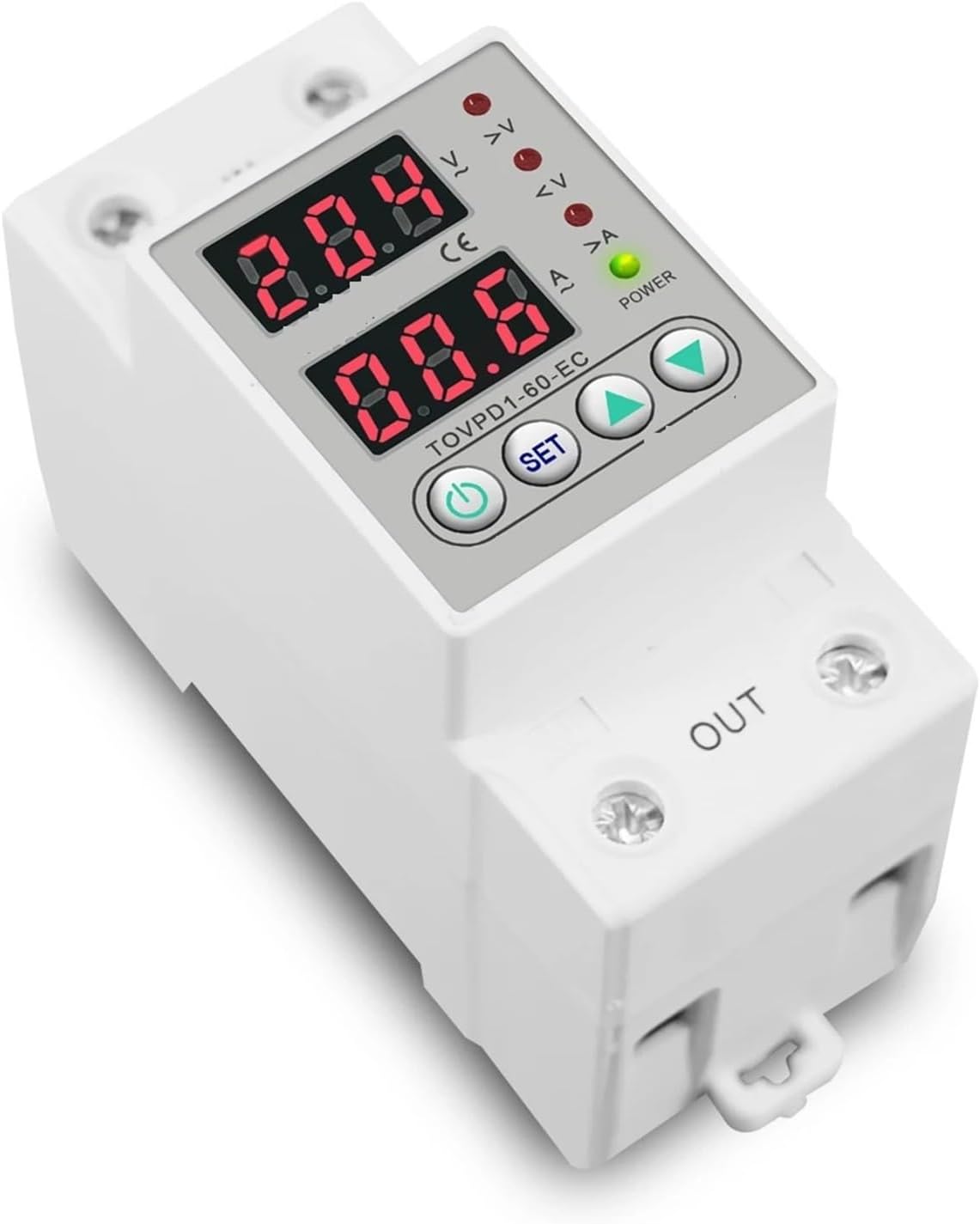 Din Rail Dual Display Adjustable Over Voltage Current and Under Voltage Protective Device Protector Relay 40A 63A 220V 230V(80A)