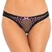 Women's Sexy Crotchless Sheer Dot Mesh & Lace Cheeky Panty (Small / Medium, Black)